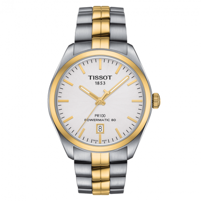 Watch Winder for watch Tissot PR 100 PR 100 Powermatic 80 39 Stainless Steel / Yellow Gold PVD / Silver / Bracelet