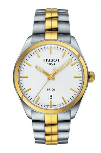 Remontoir à montres pour montre Tissot PR 100 PR 100 Quartz 39 Stainless Steel / Yellow Or PVD / Argent / Bracelet