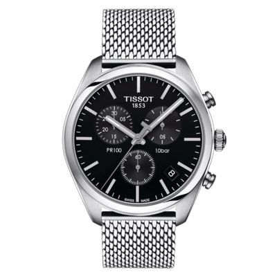 Remontoir à montres pour montre Tissot PR 100 PR 100 Chronograph Quartz 41 Stainless Steel / Noire / Milanese