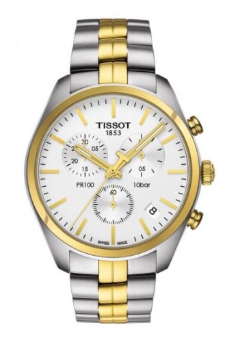 Remontoir à montres pour montre Tissot PR 100 PR 100 Chronograph Quartz 41 Stainless Steel / Yellow Or PVD / Argent / Bracelet