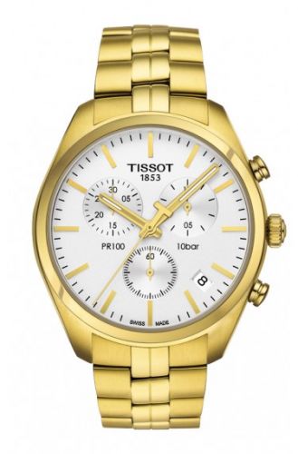 Remontoir à montres pour montre Tissot PR 100 PR 100 Chronograph Quartz 41 Yellow Or PVD / Argent / Bracelet