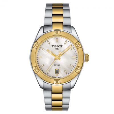 Remontoir à montres pour montre Tissot PR 100 PR 100 Sport Chic 36 Stainless Steel / Yellow Or PVD / MOP / Bracelet