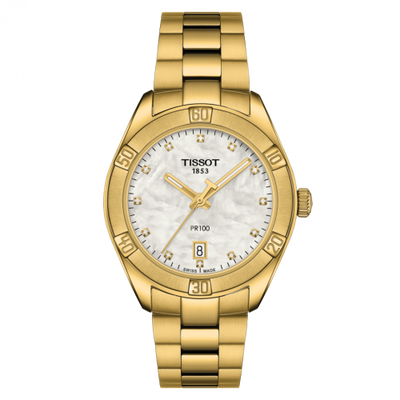 Remontoir à montres pour montre Tissot PR 100 PR 100 Sport Chic 36 Yellow Or PVD / MOP / Bracelet