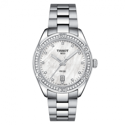 Remontoir à montres pour montre Tissot PR 100 PR 100 Sport Chic 36 Stainless Steel / Diamond / MOP / Bracelet