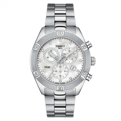Remontoir à montres pour montre Tissot PR 100 PR 100 Sport Chic Chronograph 38 Stainless Steel / MOP / Bracelet