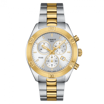 Watch Winder for watch Tissot PR 100 PR 100 Sport Chic Chronograph 38 Stainless Steel / Yellow Gold PVD / Silver / Bracelet