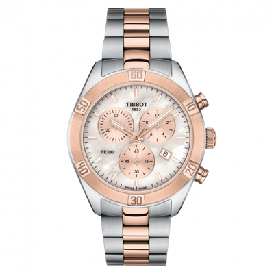 Watch Winder for watch Tissot PR 100 PR 100 Sport Chic Chronograph 38 Stainless Steel / Rose Gold PVD / MOP / Bracelet