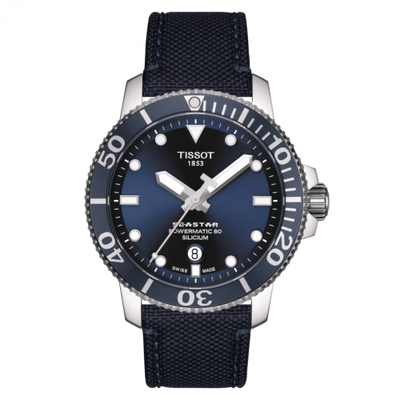 Watch Winder for watch Tissot Seastar Seastar 1000 Powermatic 80 Silicium 43 Stainless Steel / Blue / Fabric