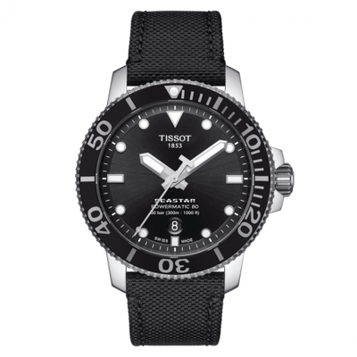 Watch Winder for watch Tissot Seastar Seastar 1000 Powermatic 80 43 Stainless Steel / Black / Fabric