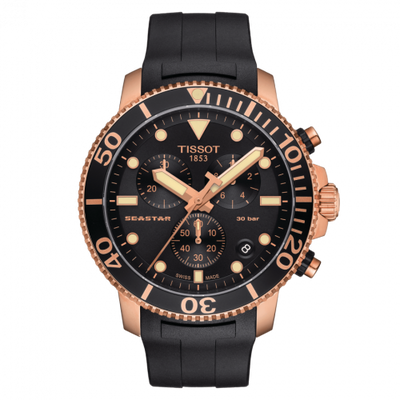 Watch Winder for watch Tissot Seastar Seastar 1000 Chronograph Quartz 45.5 Rose Gold PVD / Black / Rubber