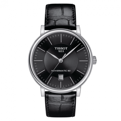 Remontoir à montres pour montre Tissot Carson Carson Premium Powermatic 80 Stainless Steel / Noire / Strap