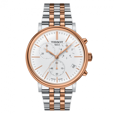 Watch Winder for watch Tissot Carson Carson Premium Chronograph Quartz 41 Stainless Steel / Rose Gold PVD / Silver / Bracelet