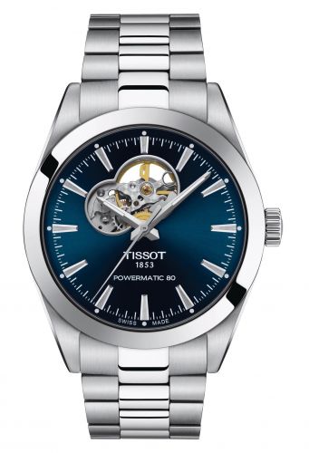 Remontoir à montres pour montre Tissot Gentleman Gentleman Powermatic Open Heart Stainless Steel / Bleu / Bracelet
