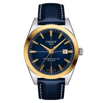 Remontoir à montres pour montre Tissot Gentleman Gentleman Powermatic Stainless Steel / Yellow Or / Bleu / Strap