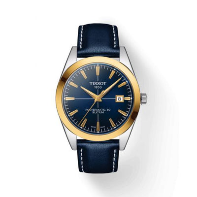 Remontoir à montres pour montre Tissot Gentleman Gentleman Powermatic Stainless Steel / Yellow Or / Bleu / Strap