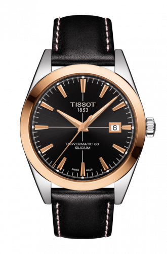 Remontoir à montres pour montre Tissot Gentleman Gentleman Powermatic Stainless Steel / Red Or / Marron / Strap