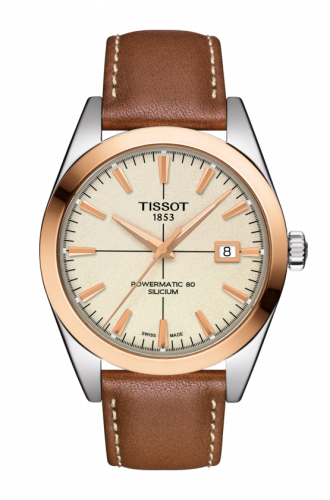 Remontoir à montres pour montre Tissot Gentleman Gentleman Powermatic Stainless Steel / Red Or / Cream / Strap