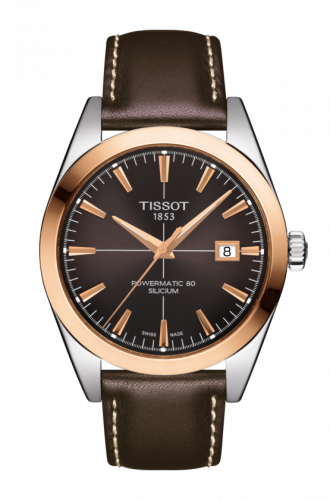 Remontoir à montres pour montre Tissot Gentleman Gentleman Powermatic Stainless Steel / Red Or / Marron / Strap