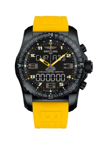 Remontoir à montres pour montre Breitling Cockpit B50 Cockpit B50 Night Mission / Noire-Yellow / Rubber / Folding