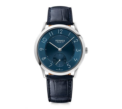 Remontoir à montres pour montre Hermès Slim d'Hermès Slim d'Hermès GM Stainless Steel / Bleu