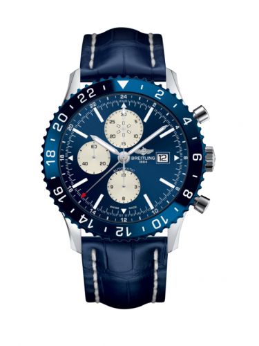 Remontoir à montres pour montre Breitling Chronoliner Chronoliner Stainless Steel / Bleu / Croco